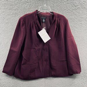 Dialogue‎ Womens Jacket 24W Plum Long Sleeve Button Front Pockets Lined